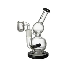 Groove Mini Round Glass Rig, Clear Black