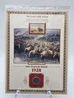 1928 Buffalo Nickel 1973 Rural America Angus Cattle Stamp History Card As Is