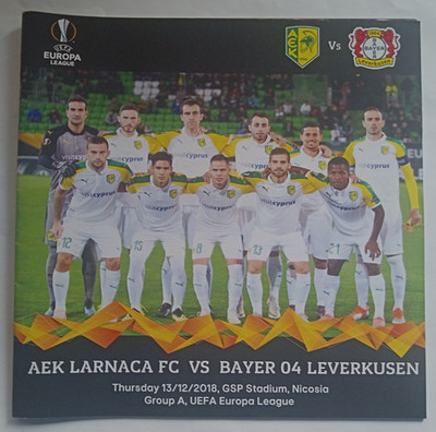 Genuine PRG Europa League 2018/19 AEK LARNACA V BAYER 04 LEVERKUSEN!!  RARE