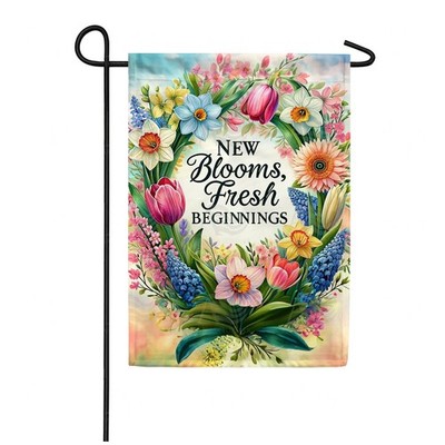 Floral Wreath New Beginnings Flag Graden Flag