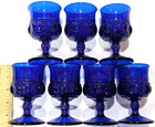 7 Tiara Kings Crown Imperial Cobalt Blue Goblets Glasses Indiana Glass 4 3/8" — photo 2