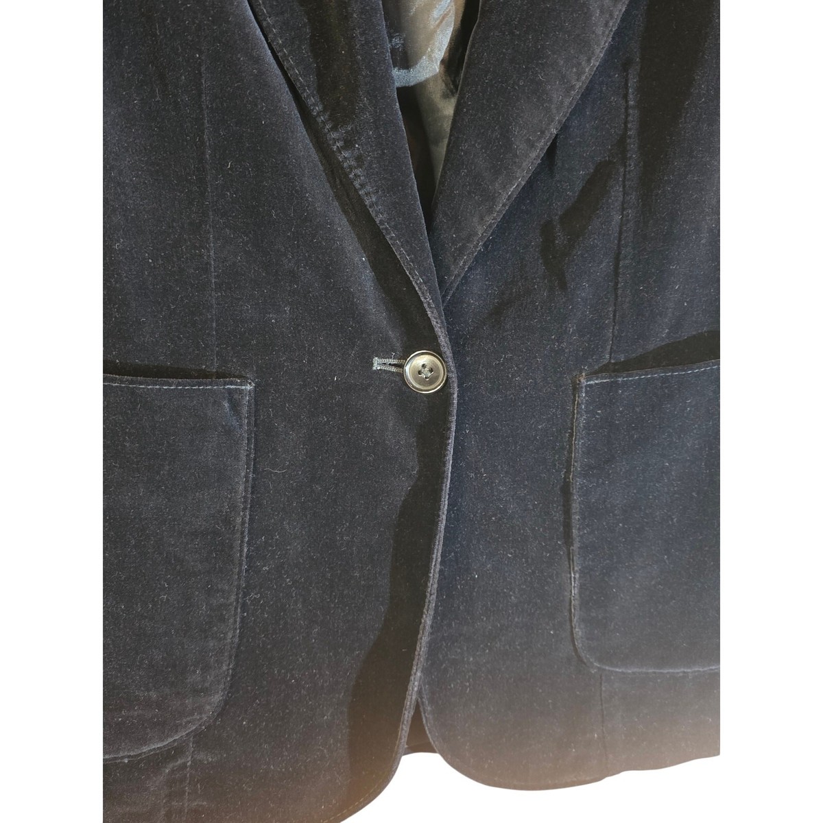 Vintage Point of View Shop Nordstrom Black Cotton Velvet Blazer Jacket Women's 8 View 2