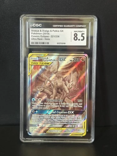 Pokémon TCG Arceus & Dialga & Palkia GX 221/ 236 Cosmic Eclipse CGC 9 With Subs
