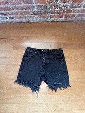 Wild Fable Black High Rise Denim Bermuda Shorts Distressed 5-Pocket Button