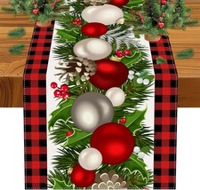 Christmas table runner 72 inch red buffalo plaid kitchen dining decor