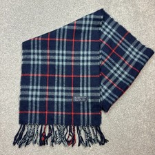 Burberry London Scarf 58x12 Inches Blue Nova Check 100 Lambswool Made England