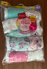 Vintage Girls Cotton Panties Briefs by Hanes 10 Pair NIP size 2T-3T