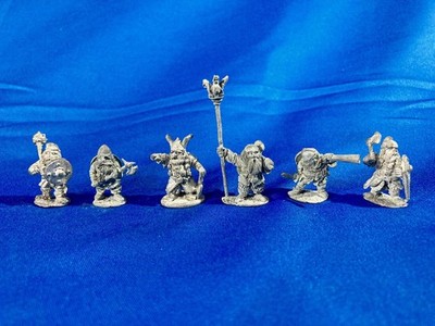 Ral Partha, AD&D Set Of 6 Fantasy Dwarves Warriors Command Group, Metal Figures