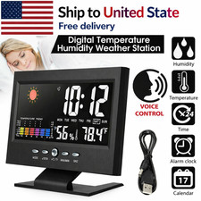 LED Digital Alarm Clock Snooze Calendar Thermometer Hygrometer Weather Display