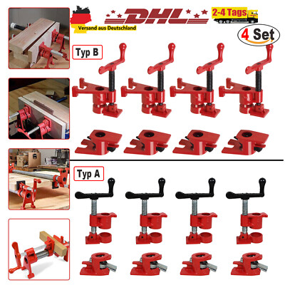 4x 3/4'' Rohrzwinge Schraubzwinge Rohrklemmen Schnellspanner Clamp Holzklemmensat