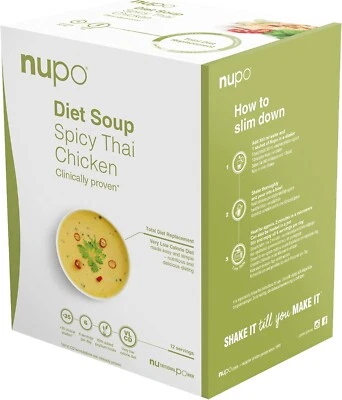 NUPO Diet Shake Soup Spicy Thai Chicken Shakes Meal Replacement 12 Sachets