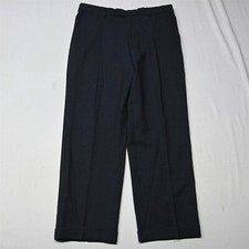 Hart Schaffner Marx 34x30 Navy Blue Check Pleated Cuffed Wool Mens Dress Pants