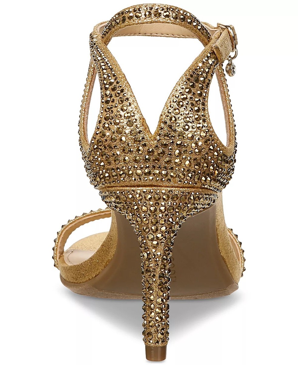green emerald velvet dress Gold Woven Bow Block Heel Sandals - All Shoes