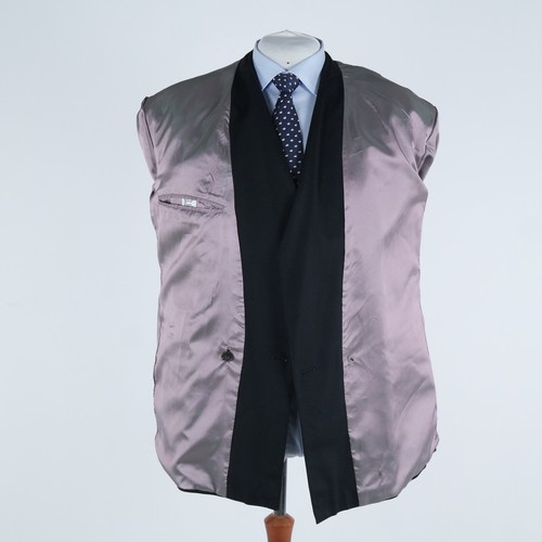 Mens Black Double Breasted Blazer 48R UK Size Sport Coat Vintage Jacket - Picture 11 of 12