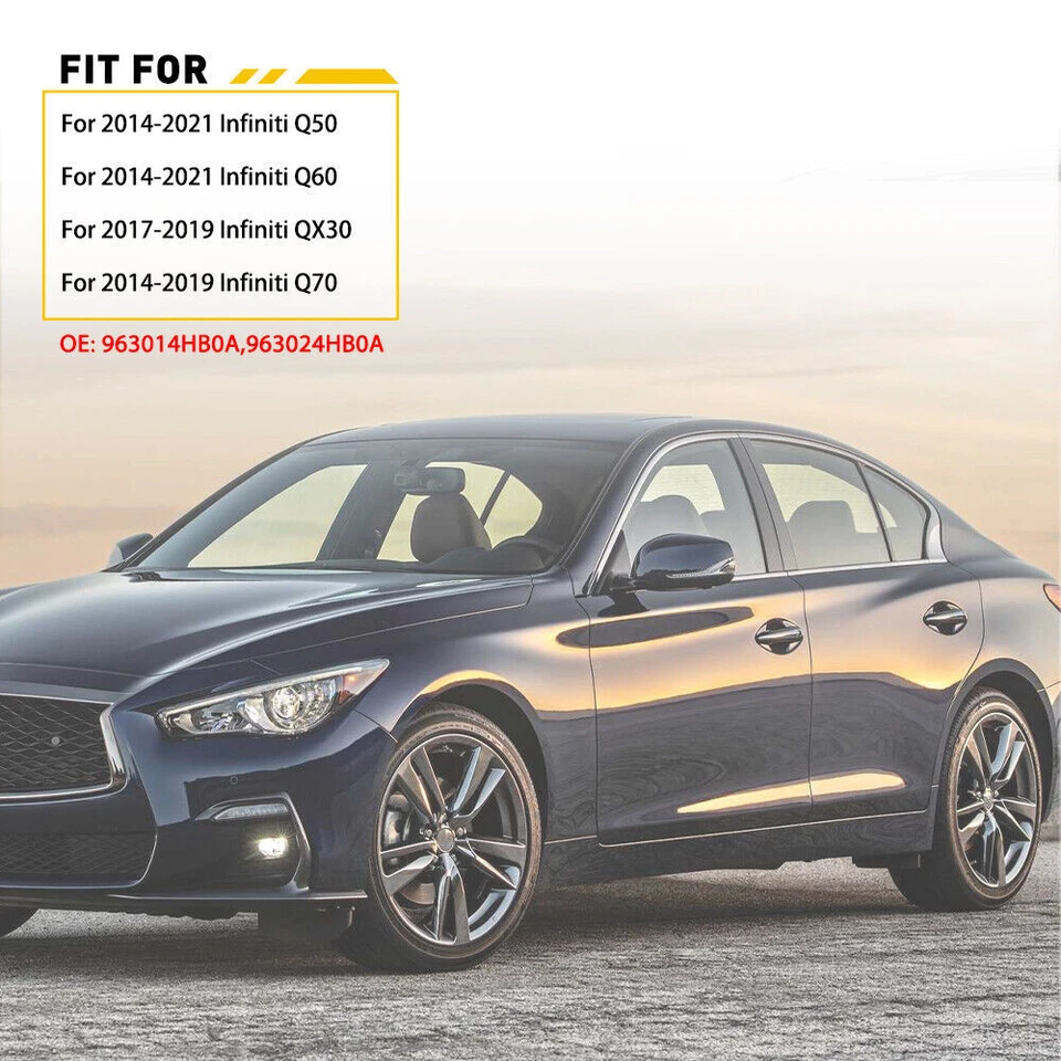 Tapas de cubierta de espejo retrovisor negro brillante para Infiniti Q50 Q60 estilo M3 2014~2021 Foto 2 de 4