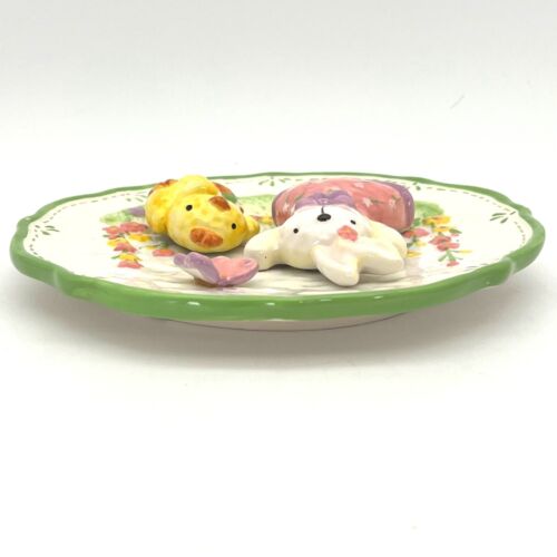 Osterhase Hasen & Küken Keramik Deko Teller 2er Set Pastell 3D Kunst - Bild 12 von 15