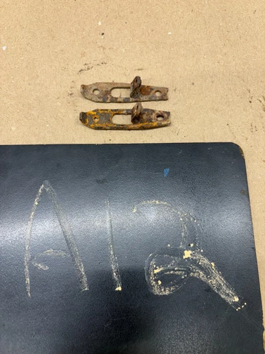 2 USED SIDE MIRROR MOUNT BRACKETS 60S GM? UNKNOWN ORIGIN IMPALA GTO LEMANS MALIB