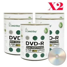1000 Grade A+ Smartbuy 16X DVD-R 4.7GB Silver Inkjet Hub Printable Record Disc