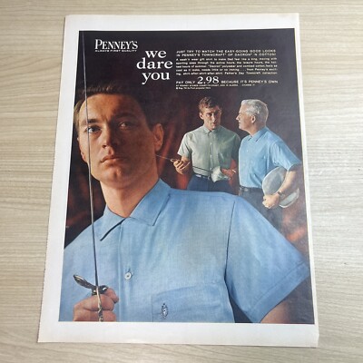 Penny's Mens Shirts Fencing Active Wear Vintage Print Ad 1963 Life Magazine