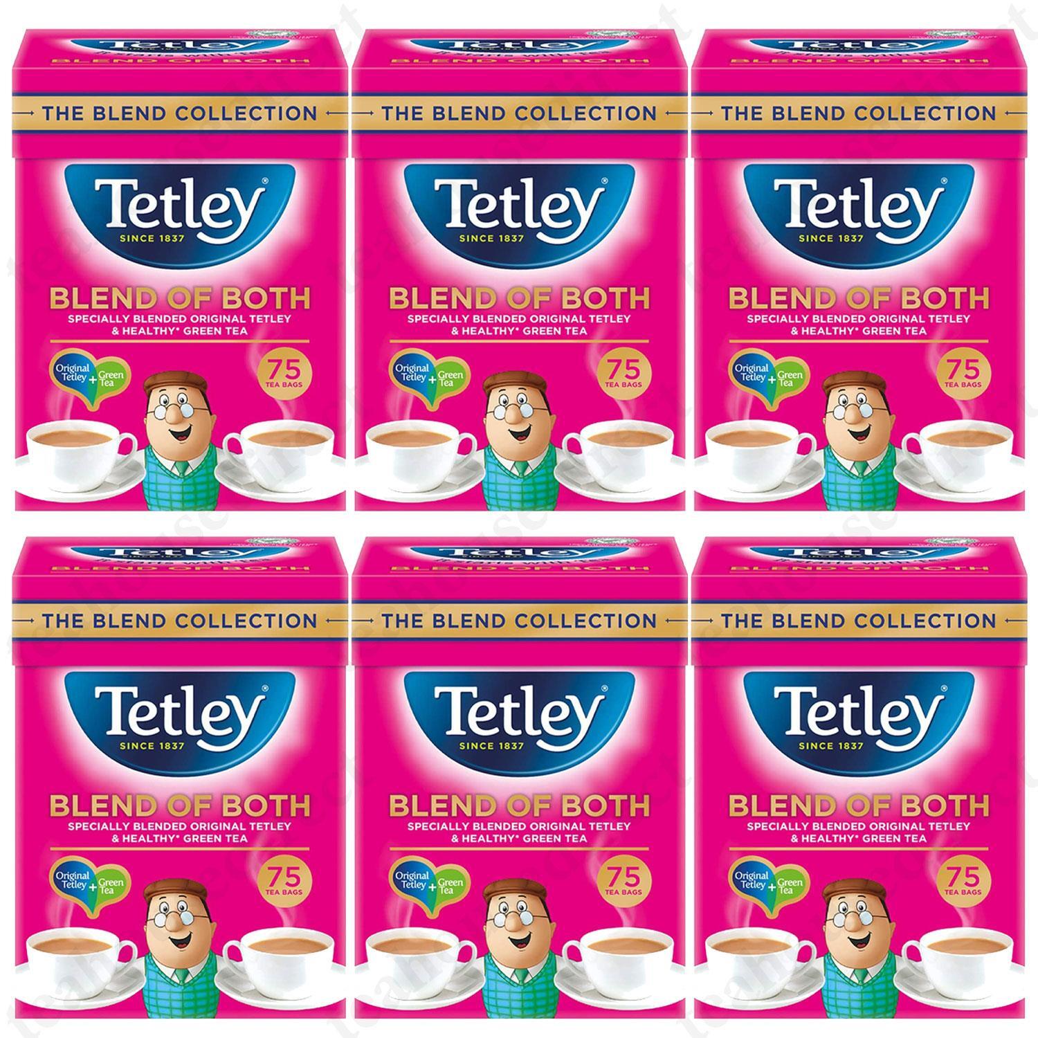 6 Box Tetley Blend Of Both Tea Bags Mix Of Black & Green 450 Tea
