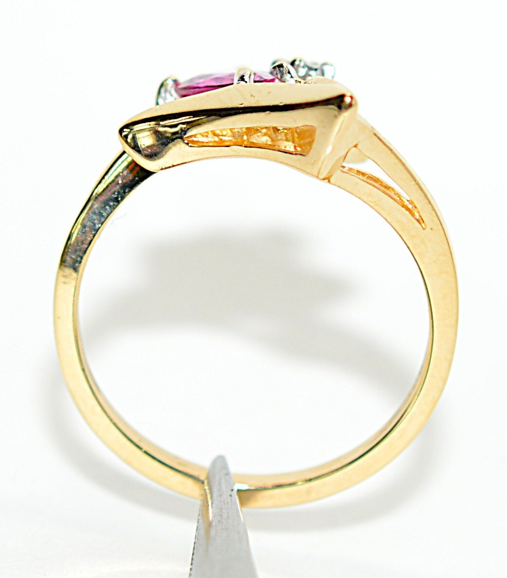 Natural Ruby & Diamond Ring 14K Solid Gold .69tcw… - image 3