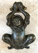 8"x5" ANTIQUE c.1889 VICTORIAN CHINESE JESTER ARCHITECTURAL SALVAGE DOORKNOCKER