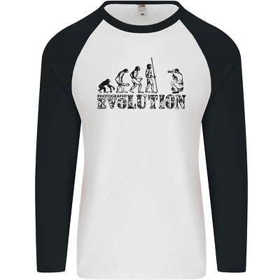 Evolution Fotograf lustige Fotografie Herren L/S Baseball T-Shirt