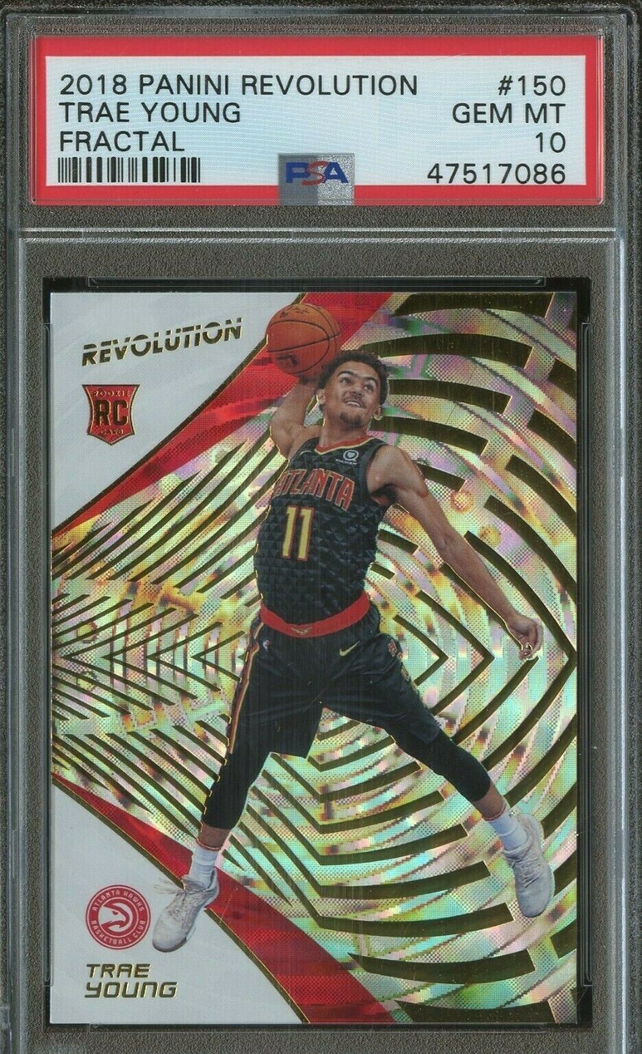 TRAE YOUNG 2018 PANINI REVOLUTION #150 FRACTAL PSA 10 POP 16 ROOKIE NBA CARD