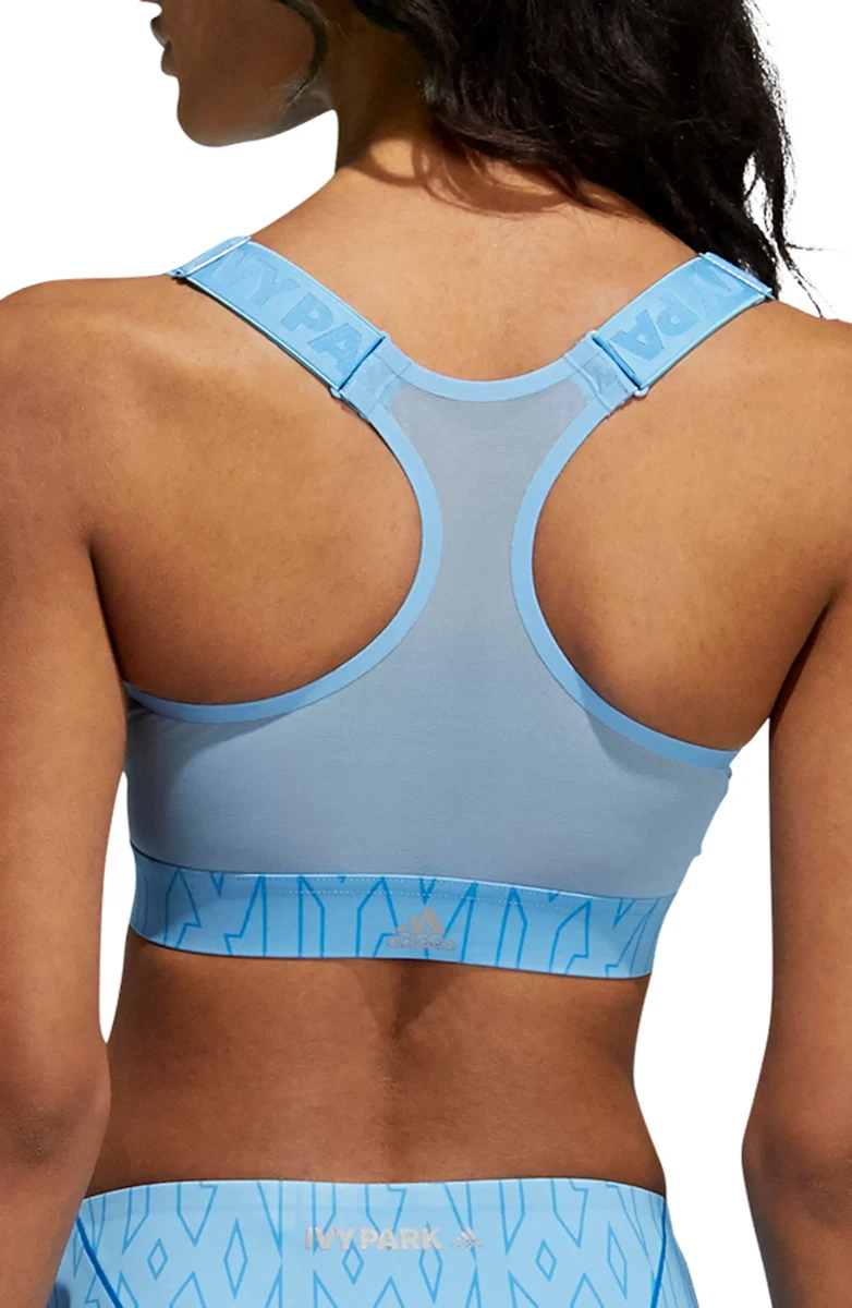 ADIDAS X IVY PARK Monogram Zip Sports Bra MEDIUM-SUPPORT Light Blue Size 2X  NWT