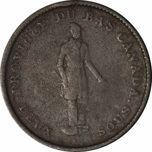  1837 LC-9A1 Quebec Bank Token One Penny Deux Sous!-d779qsc2 - Picture 1 of 2