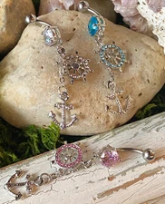 1pc Anchor Ship Wheel Gem Belly Ring Navel Piercing Pierced Naval Body Jewelry