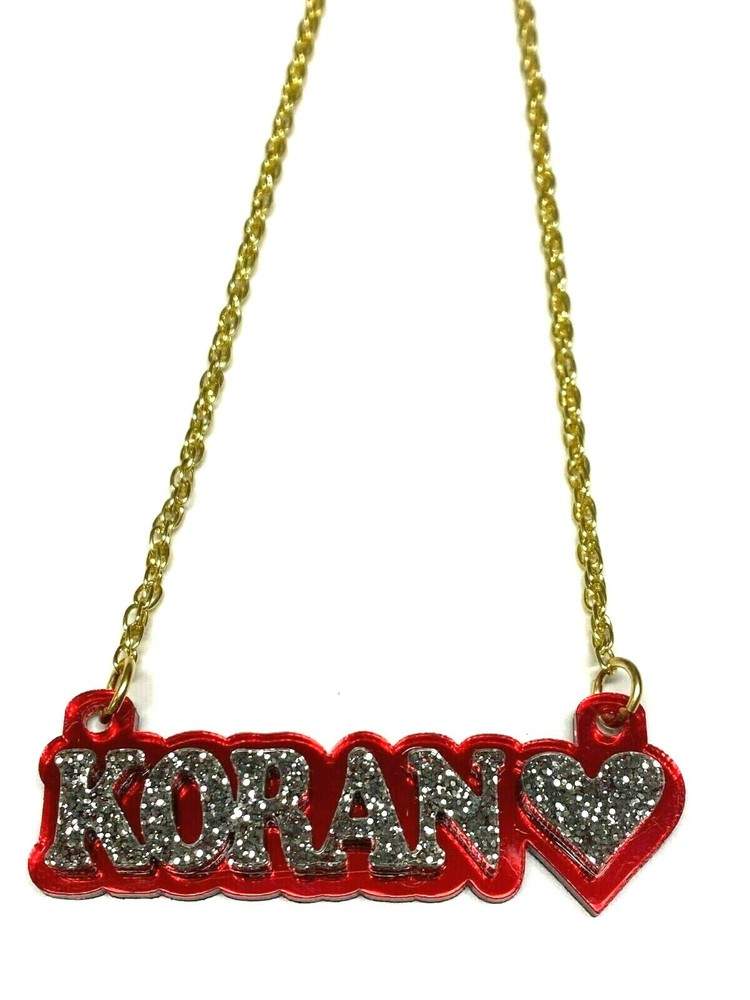 Custom Diamond-Look Gold Nameplate Necklace With Personalized Name  