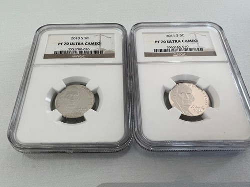 2010-2011-S "2 COINS" JEFFERSON NICKELS NGC PF70 U.C. "BR. LABEL" TOP POP - Picture 2 of 4
