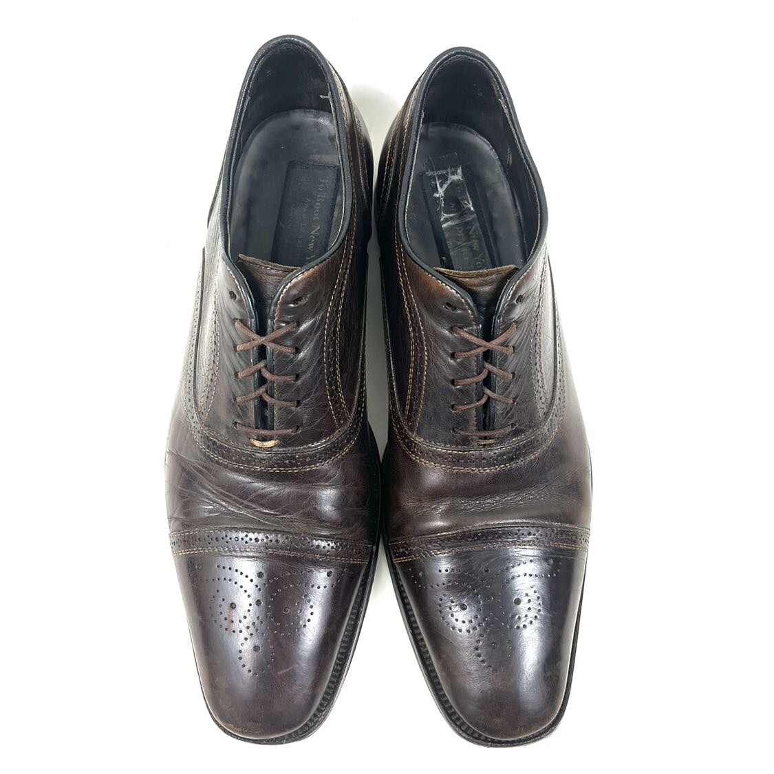 SAOLA To Boot New York Adam Derrick David Oxford a coda di rondine in pelle marrone punta a cappuccio taglia 10