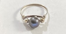 Sterling Silver Purple Cultured Pearl Ring Size 5 Ornate Band