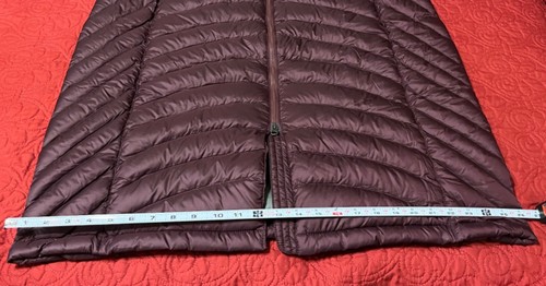 LL Bean Womens LARGE Ultralight 850 Down Hooded LONG Coat Jacket Parka Dark Plum - Picture 16 of 21