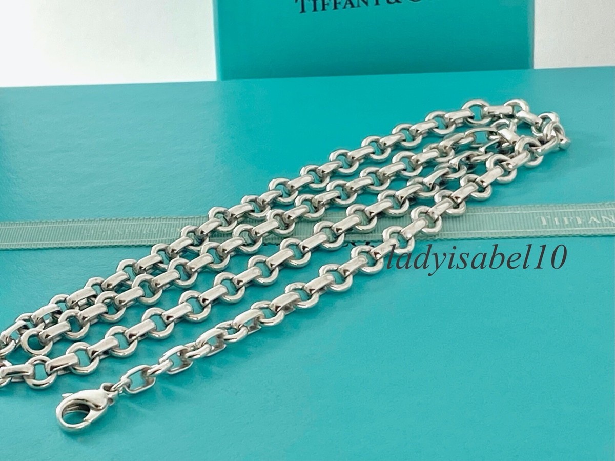 20.5” Tiffany & Co. Donut Round Link Chain Necklace Silver w Box