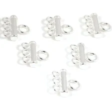 6 Sterling Silver 3 Strand Bead Connectors 8.5 x 8mm