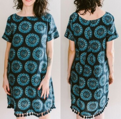 Roller Rabbit Blue Indigo Medallion Ambrose Hinata Linen Dress NEW | eBay