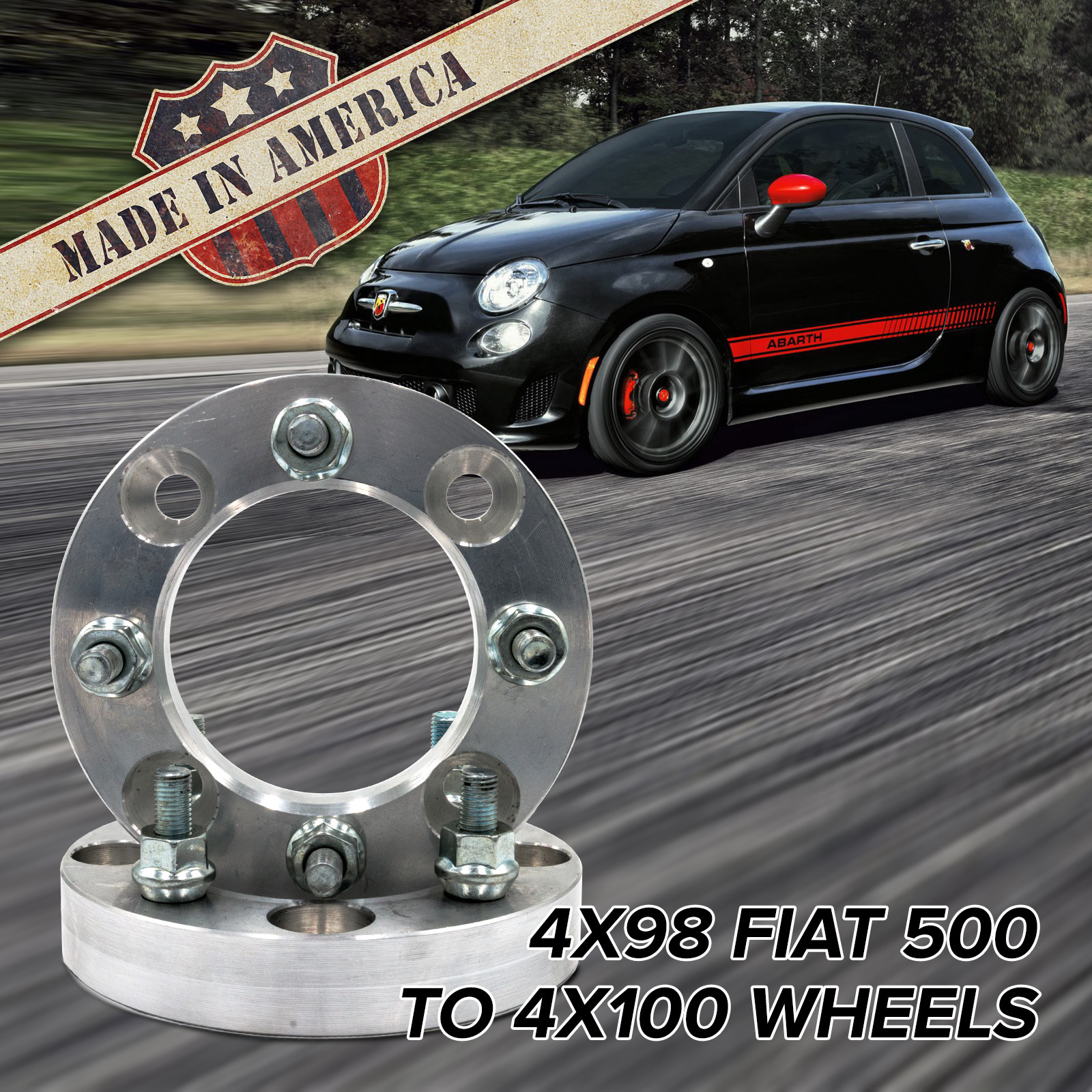 x2 USA MADE 4x98 to 4x100 (Fits 4 Lug Fiat 500) Wheel Adapters / 1" Spacers eBay