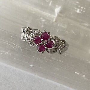 Ruby and Genuine Diamonds in Sterling Silver Setting Size 6.75 Ring 2.7g