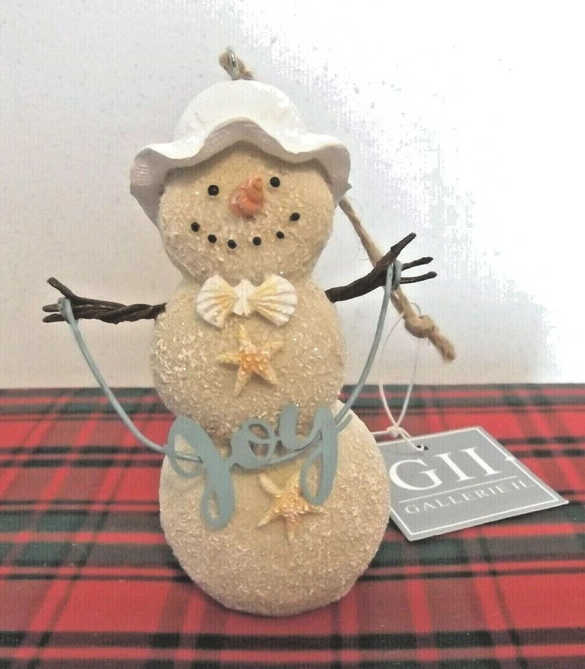 Sand Snowman Couple, Christmas Ornaments, Set of 2, Coastal, Beach decor NWT - Image 4 of 4
