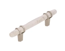 Amerock Carrione 3‑3/4″ Bar Cabinet Pull Marble White/Satin Nickel (TWO PACK)