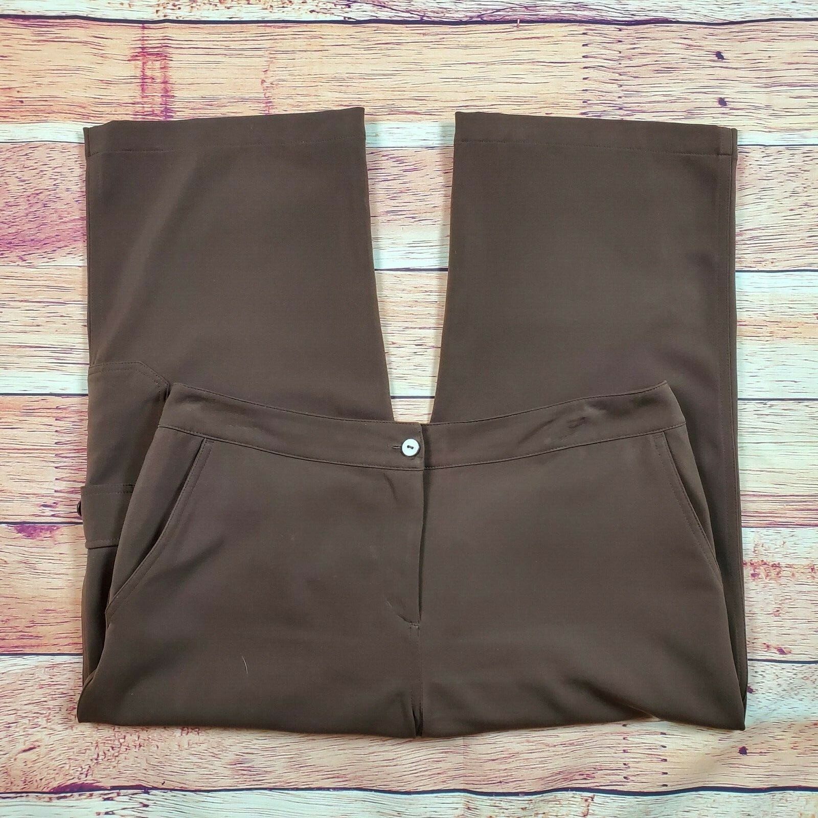 Chico's Additions Cropped Cargo Pants Size 1 Medium Brown, Pockets