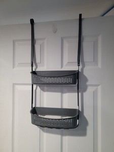 Boxsweden 2 Tier Shower Caddy Plastic Dual Hanging Storage Bath Organizer Grey