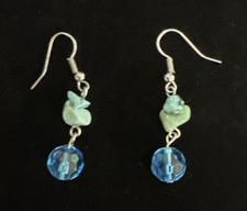 Turquoise And Bead Earrings Dangle Pretty Silver Tone Gorgeous Statement Party