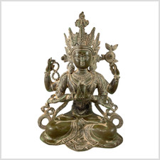 Avalokiteshvara Buddha Statue Messing moosgrün 39cm 7kg  Nepal Chenrezig Tara