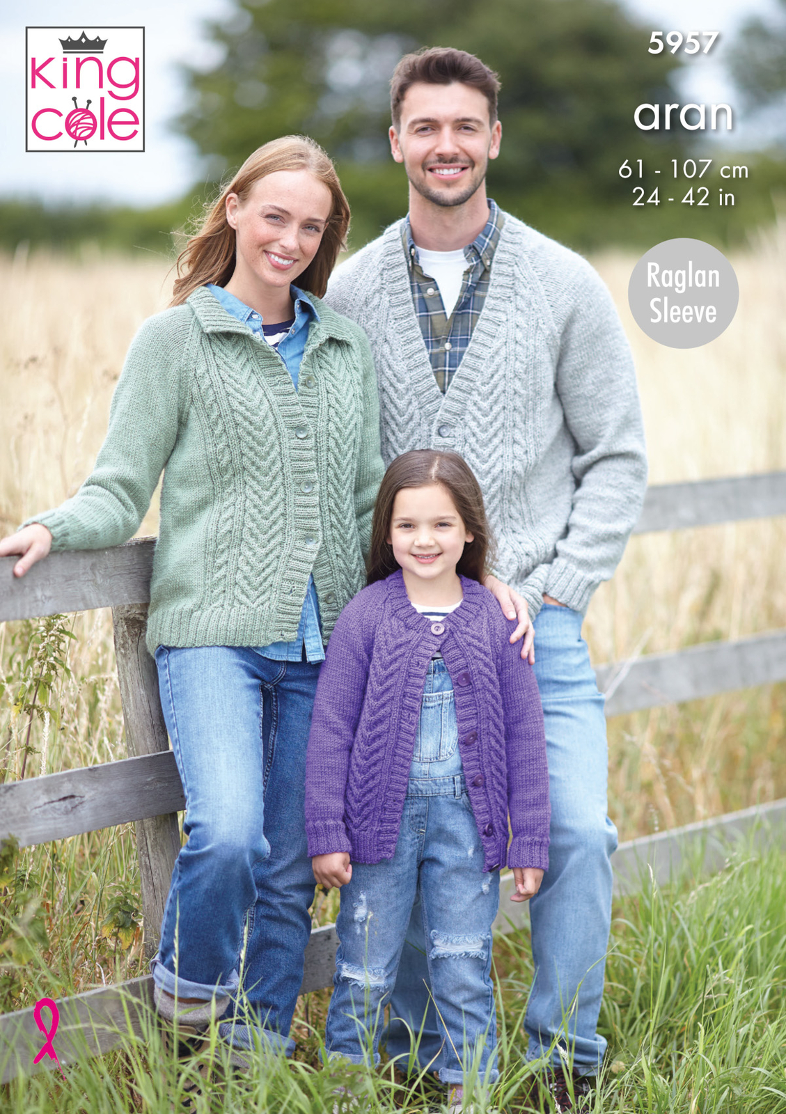 King Cole Aran Knitting Pattern Ladies Mens & Childrens Cable Knit Cardigan 5957