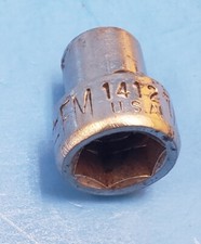 Vintage FM 1412 Six Point 7/16" Socket 1/4" Drive Made in USA