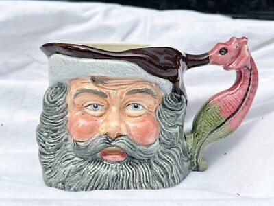 VINTAGE KERAMIK CHARAKTERKRÜGE HANDBEMALT KÖNIG NEPTUN DESIGN STAFFORD